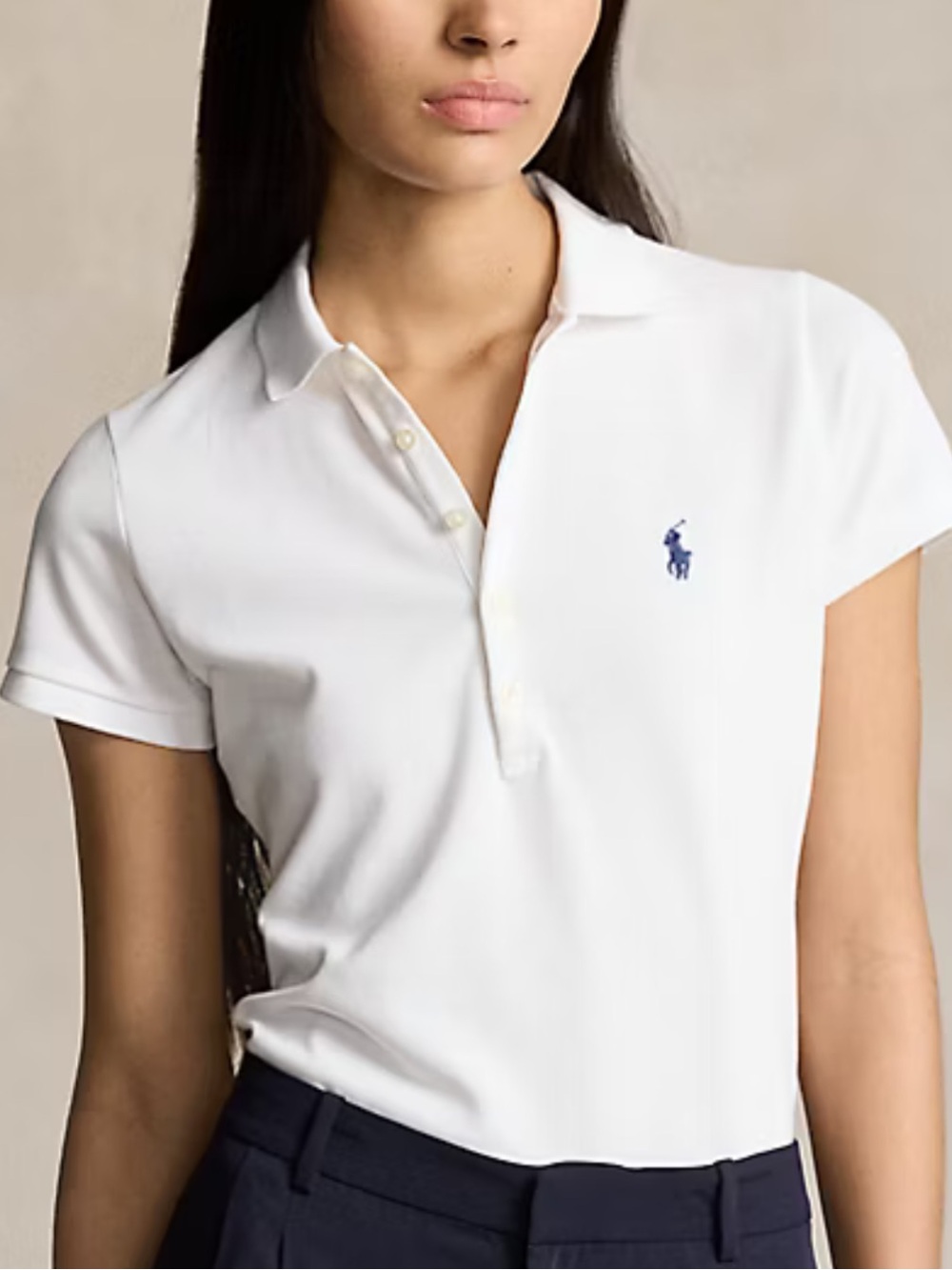 Ralph Lauren White Polo Top with Navy Pony